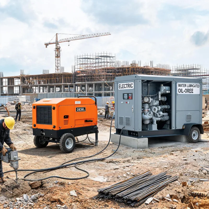 Diesel Portable Air Compressor vs Electric Stationary Water-Lubricated Oil-Free Screw: Which To Pick