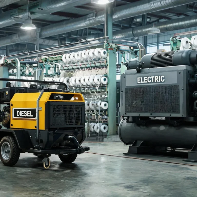 # Diesel Portable Air Compressor vs Electric Stationary for Textile Mills