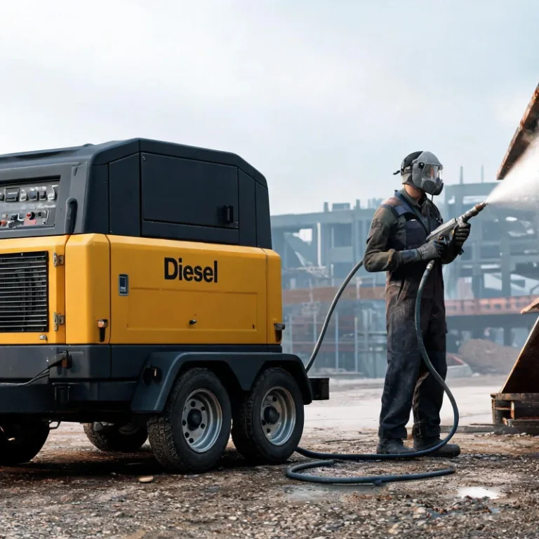 Diesel Portable Air Compressors for Heavy-Duty Onsite Rust Removal Sandblasting